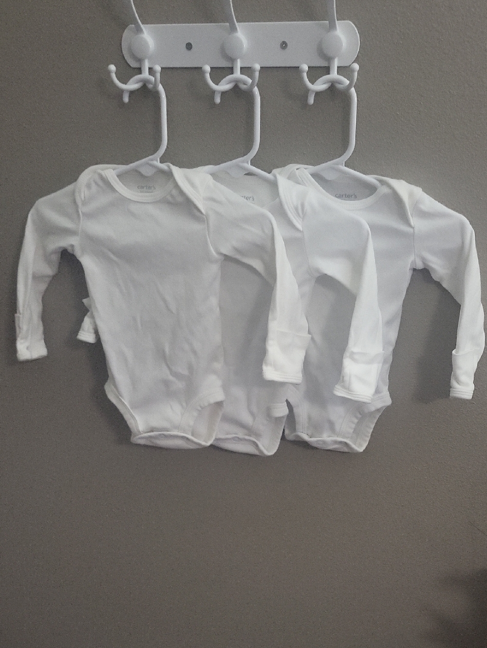 Carter's White Long-Sleeve Baby Onesies - Pack of 3